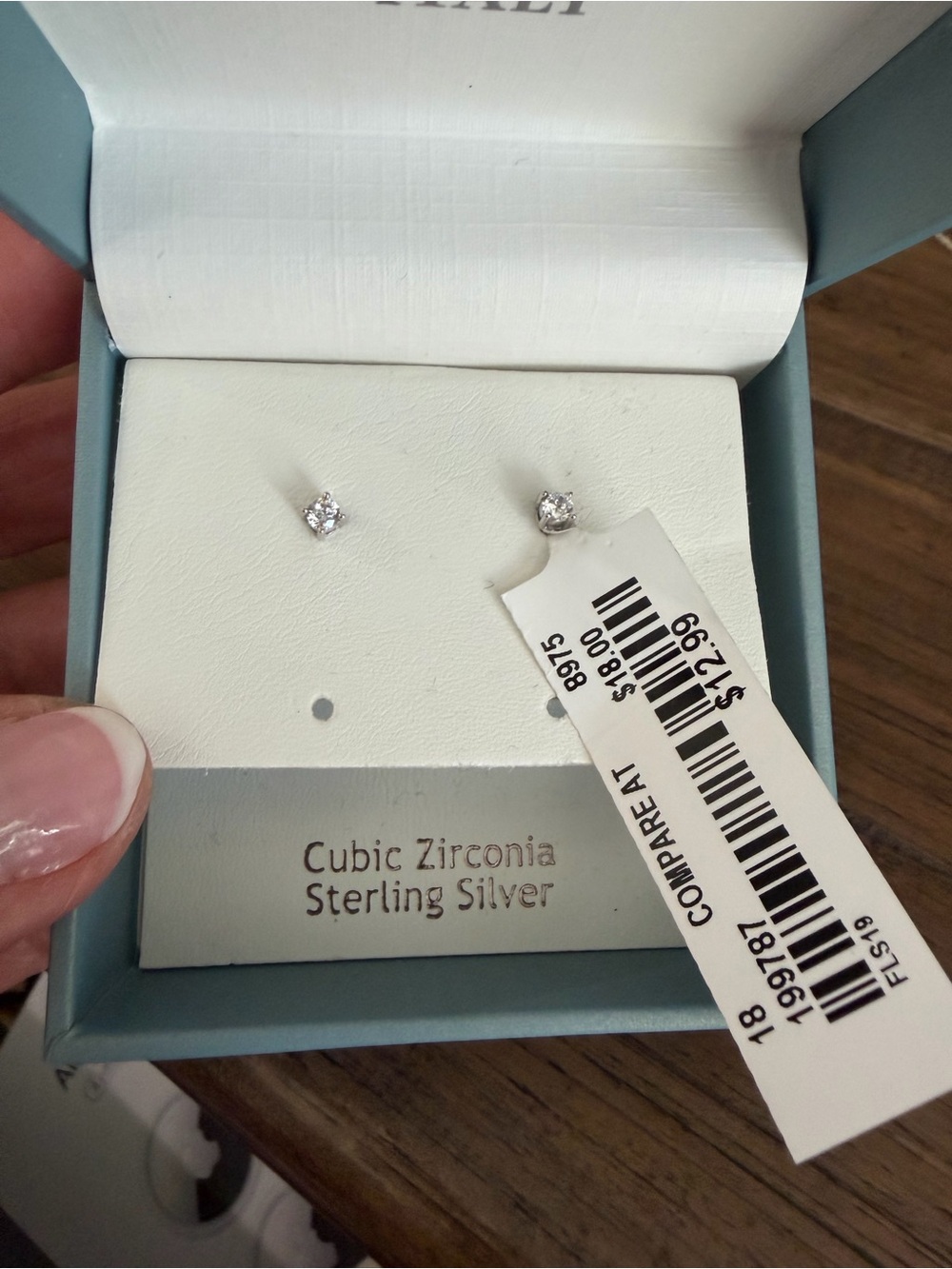Sterling Silver Cubic Zirconia Stud Earrings - White